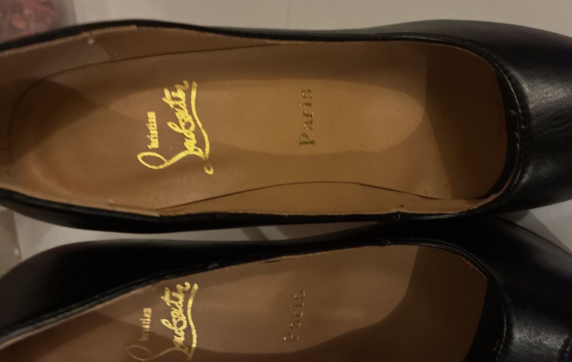 Christian Louboutin Black Peep-Toe Platform Heels 5