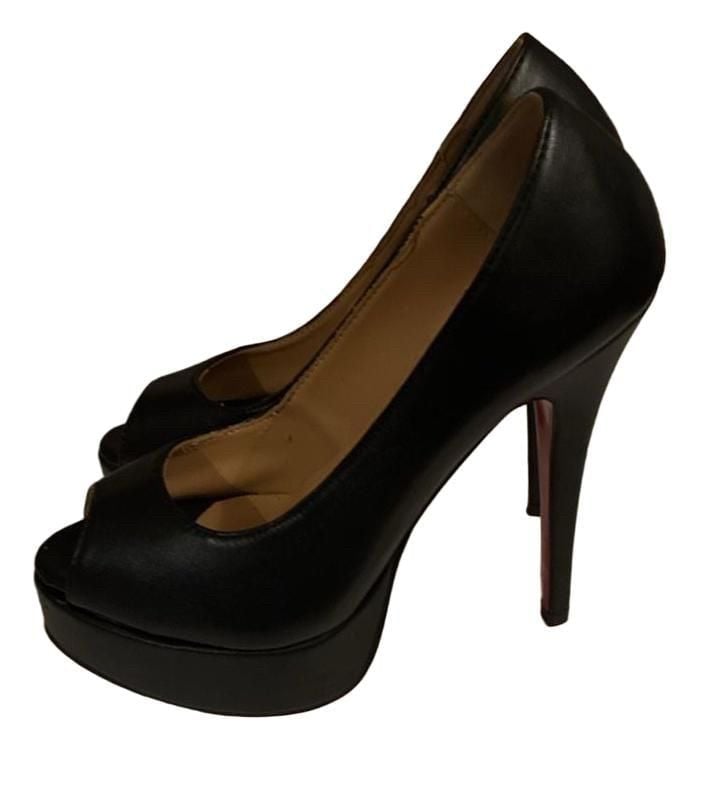 Christian Louboutin Black Peep-Toe Platform Heels 2