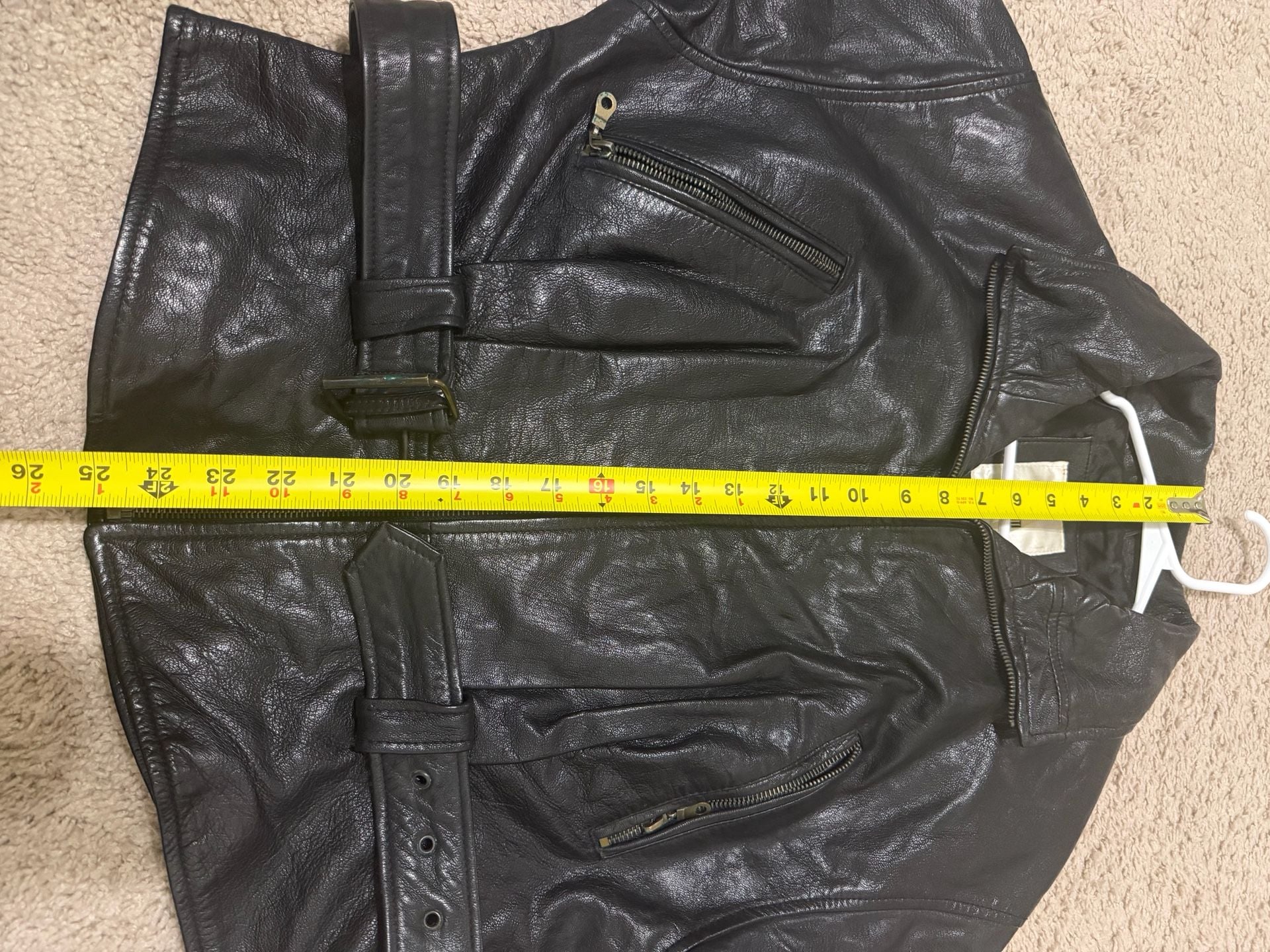 Avanti Leather Jacket Size M Black Moto Belted Zip Pockets 7