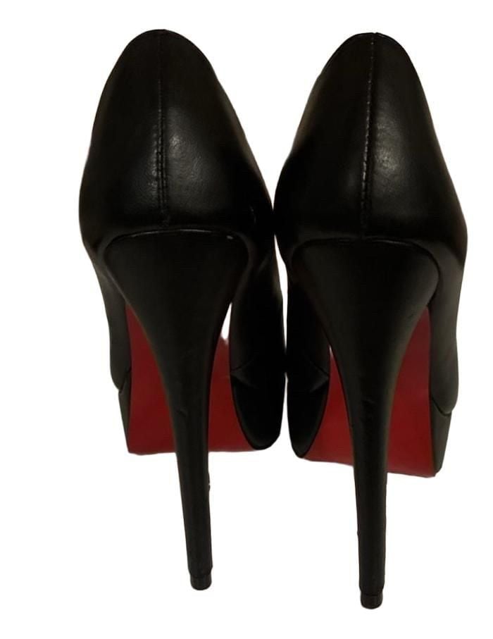 Christian Louboutin Black Peep-Toe Platform Heels 3