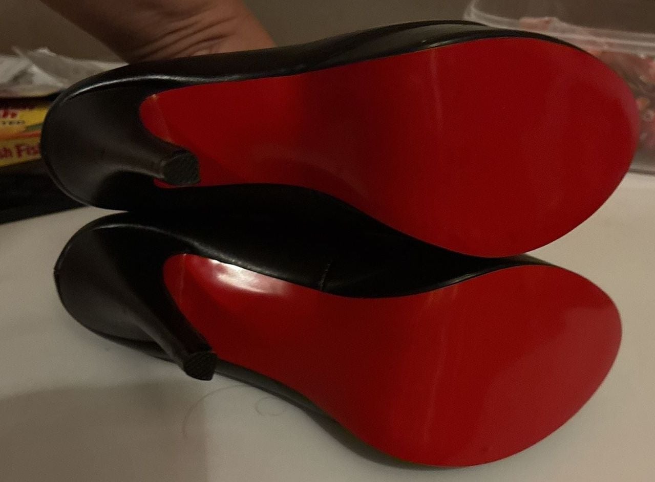 Christian Louboutin Black Peep-Toe Platform Heels 7