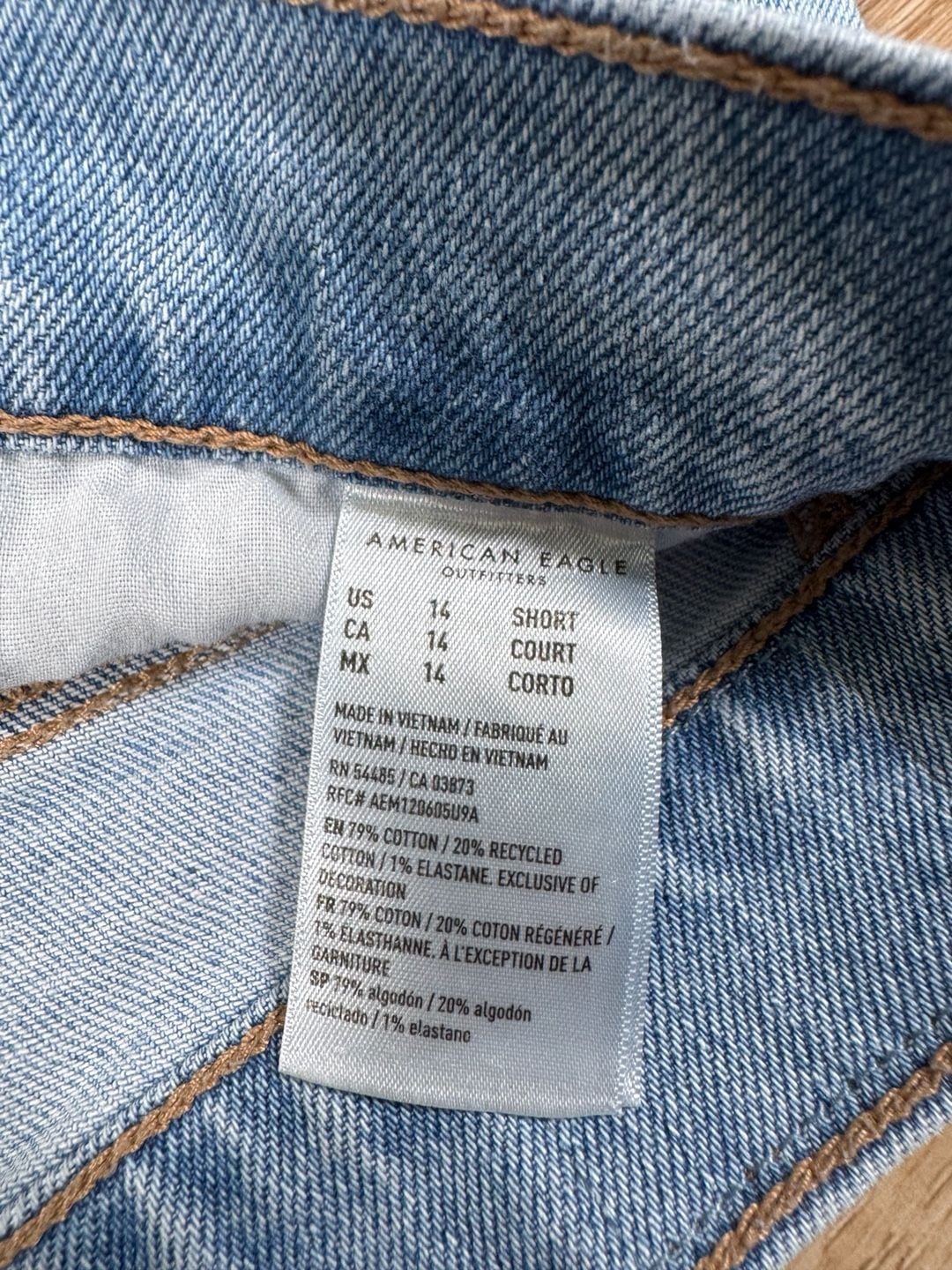 American Eagle Super High Rise Straight Jeans Size 14 Short Blue 8