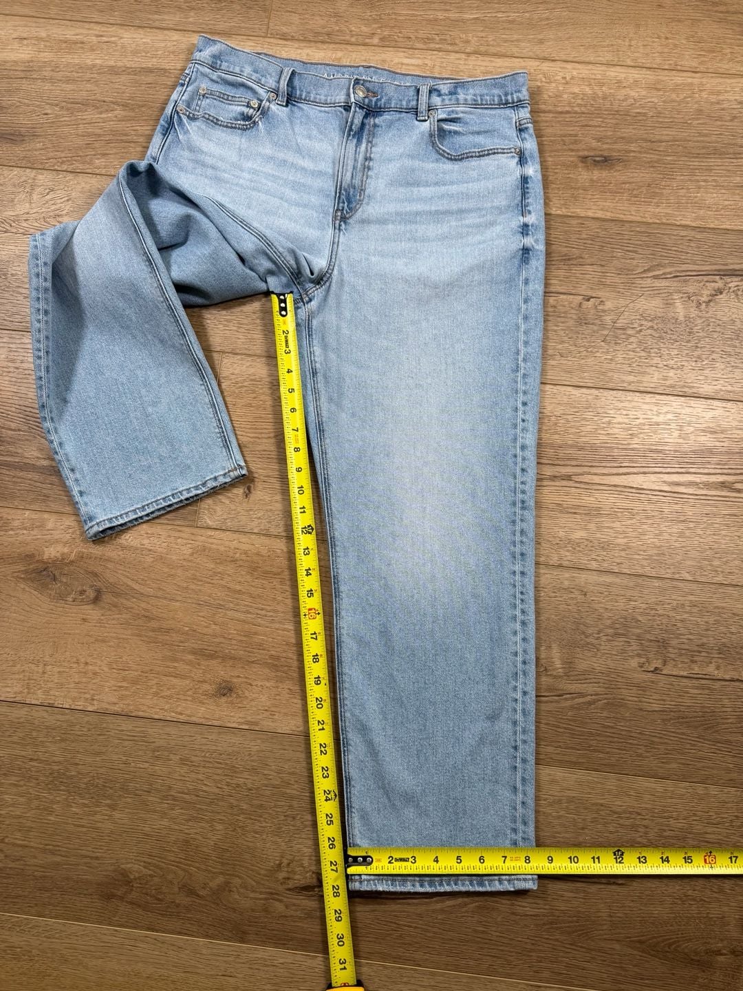 American Eagle Super High Rise Straight Jeans Size 14 Short Blue 10