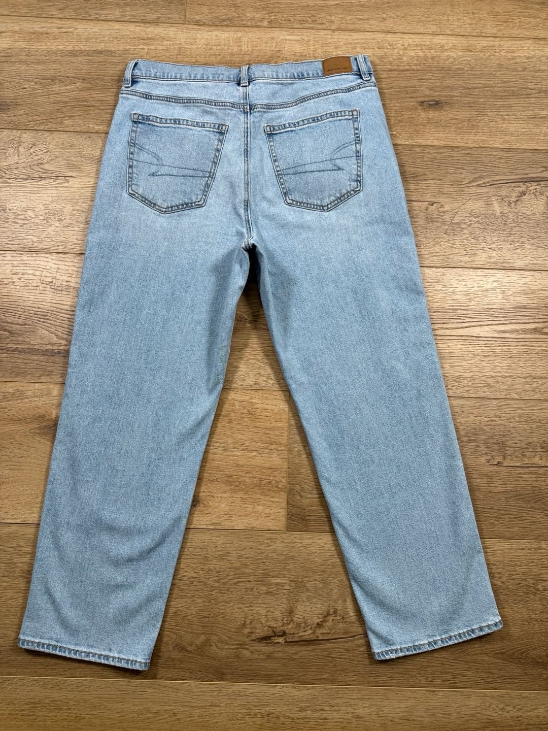 American Eagle Super High Rise Straight Jeans Size 14 Short Blue 11