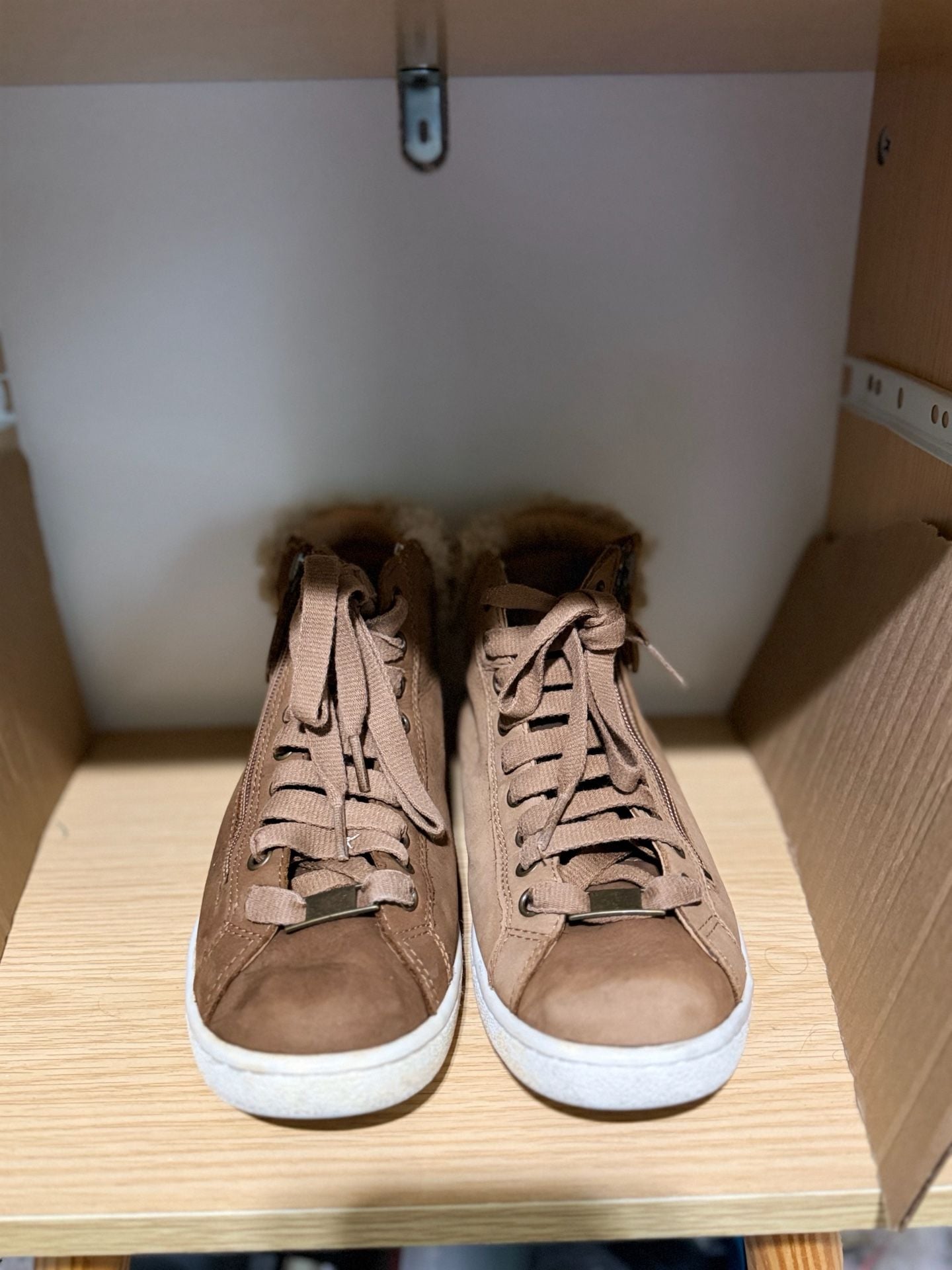 UGG Olive High Top Sneaker Chestnut Leather Shearling 2