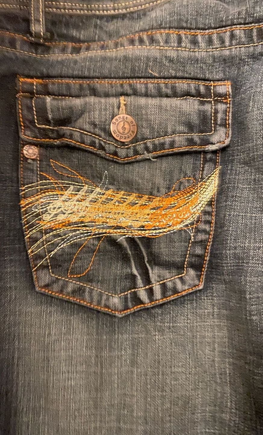 Songs Of Freedom Jeans Dark Wash Straight Leg Size 40 12