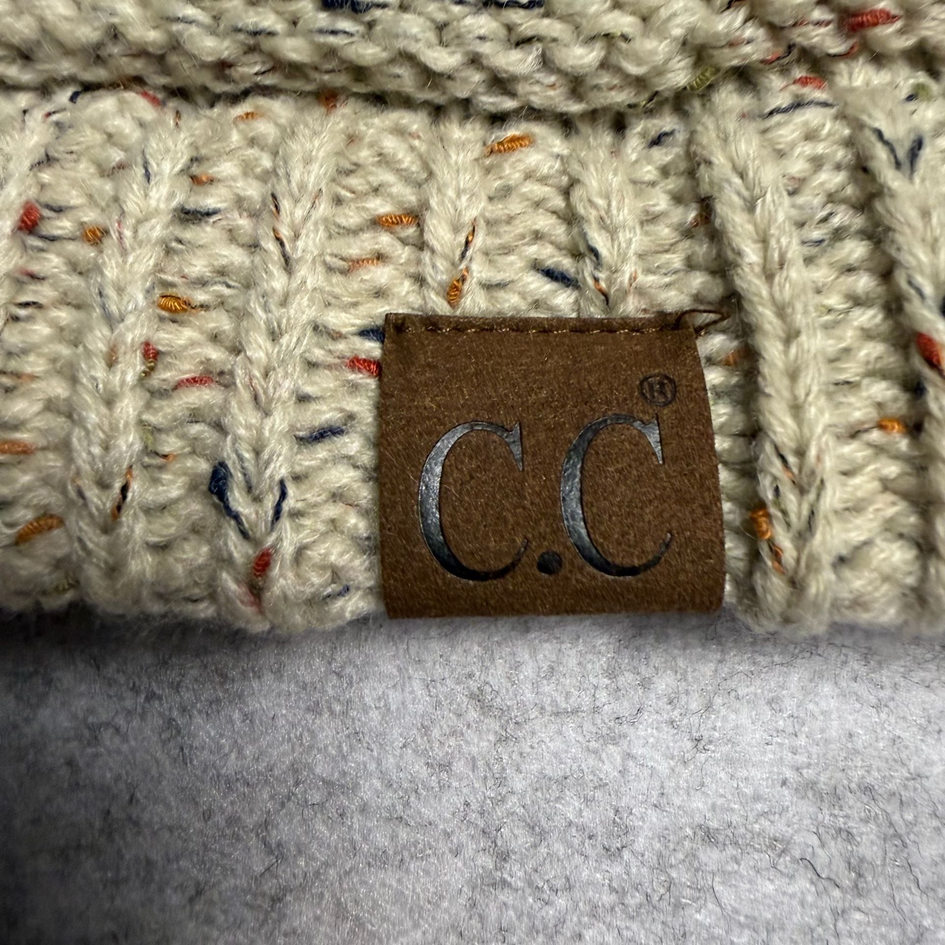 C.C. Knit Beanie Confetti Speckled Winter Hat Cream 3