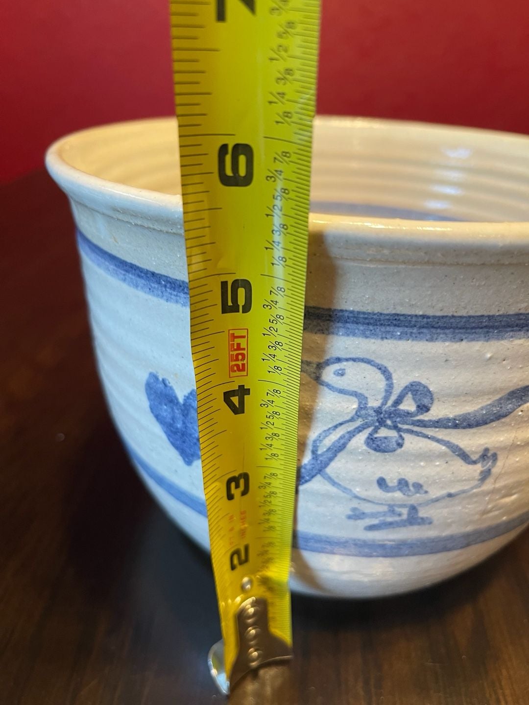 Reif Studio Art Pottery Blue Duck Crock Bowl 7