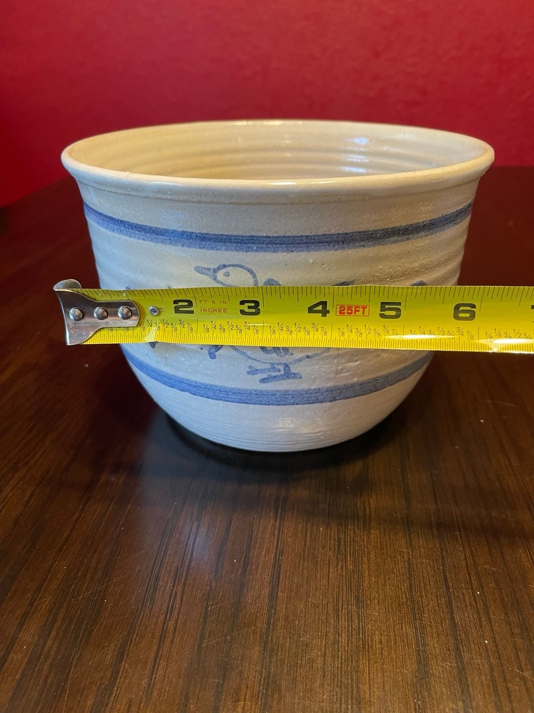 Reif Studio Art Pottery Blue Duck Crock Bowl 8
