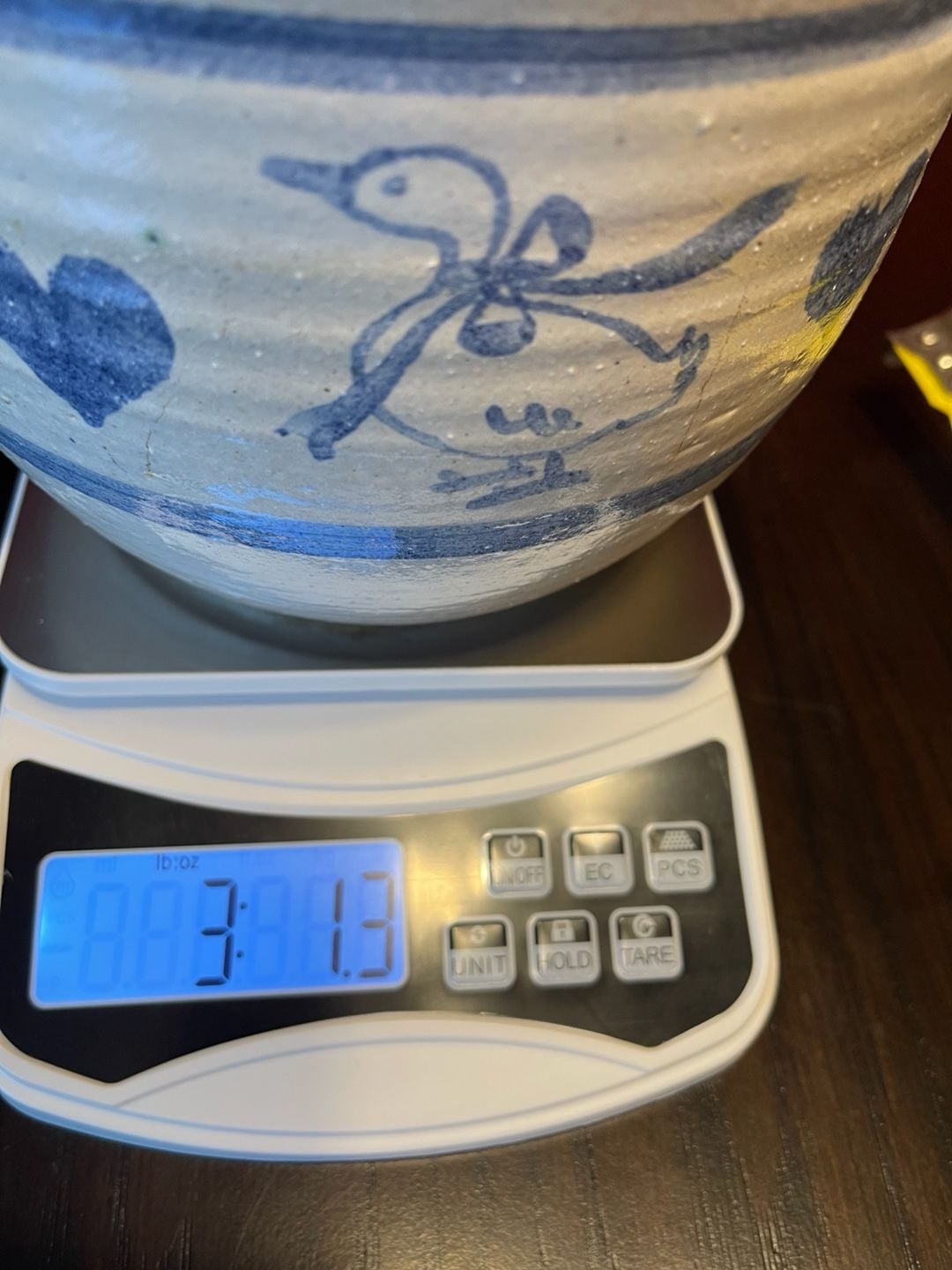 Reif Studio Art Pottery Blue Duck Crock Bowl 9