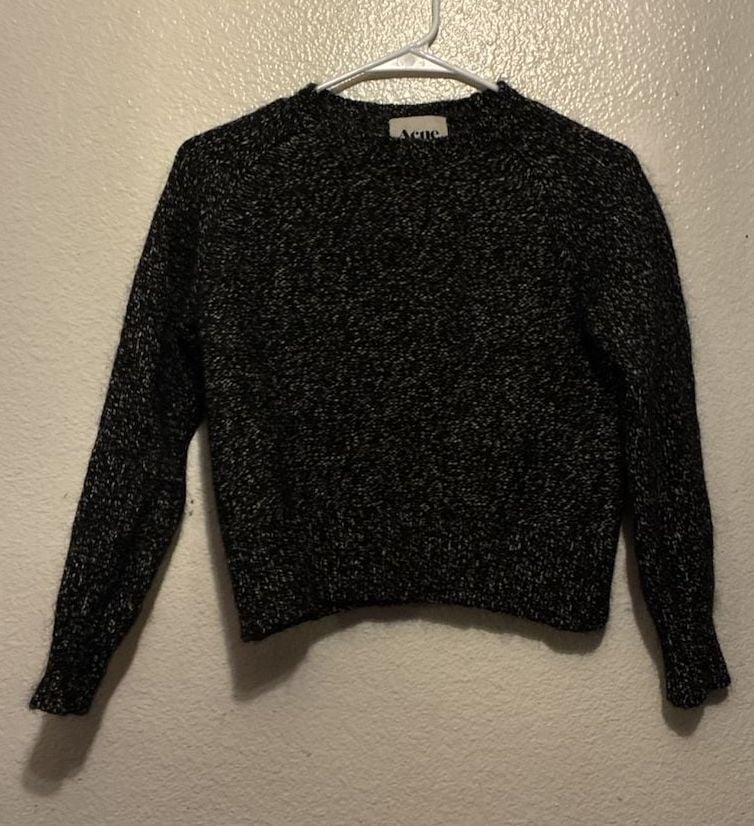 Acne Ruth Twist Sweater Size XS Black Marled Wool Mohair 2