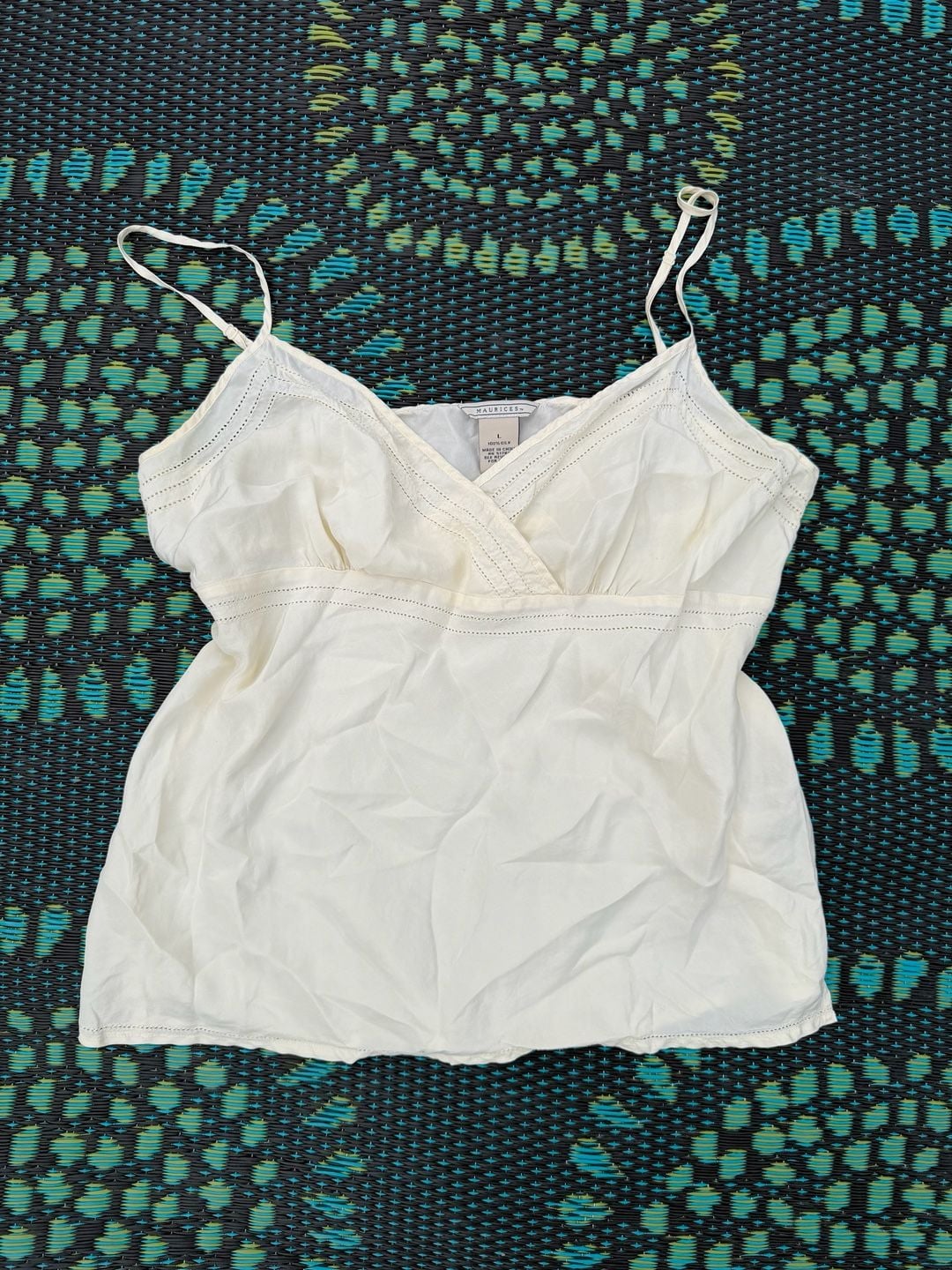 Maurices Cami Tank Top Size L Cream Silk Spaghetti Strap 2
