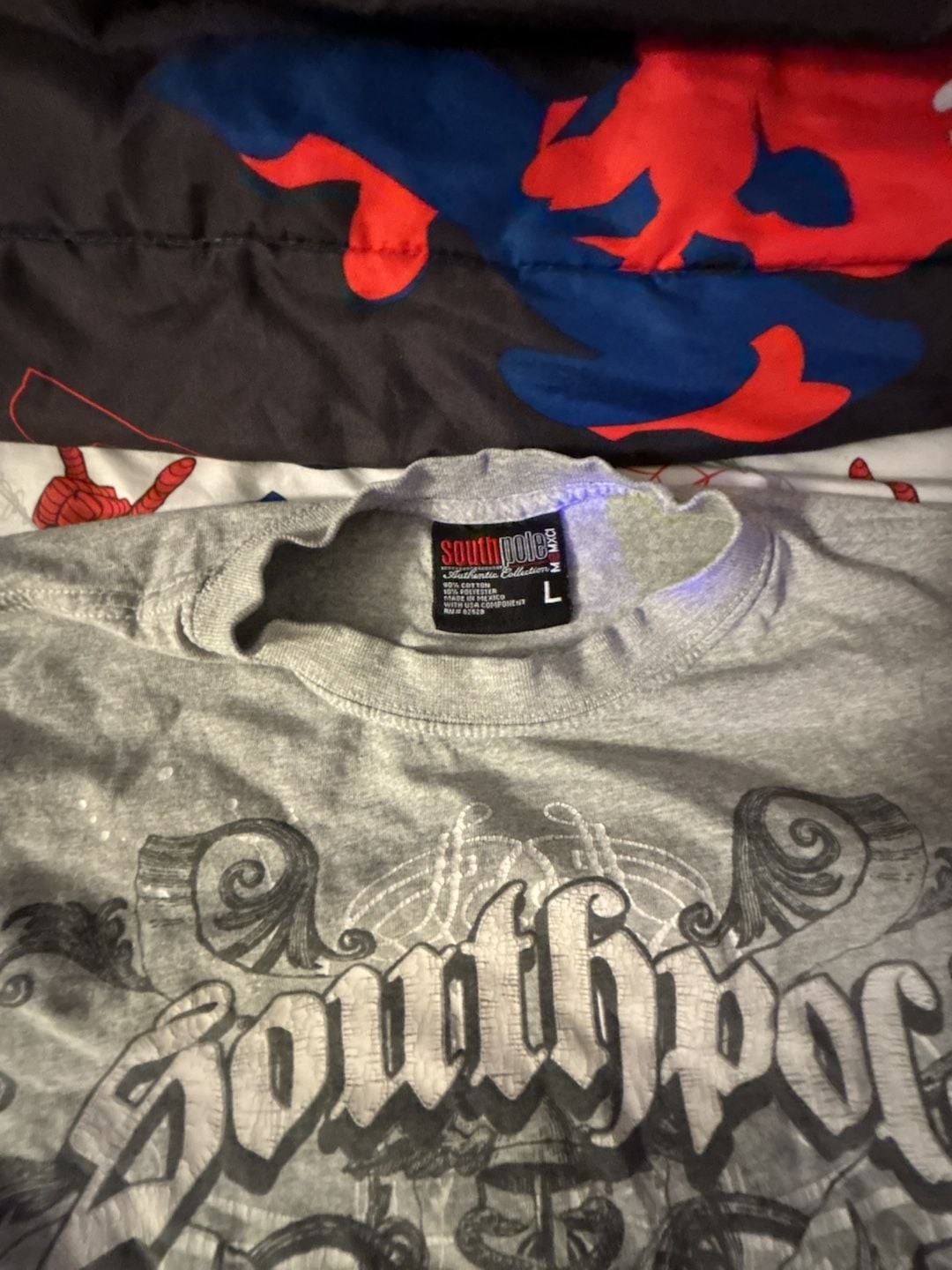 Southpole Graphic T-Shirt Size L Gray Y2K Fleur-de-lis 3