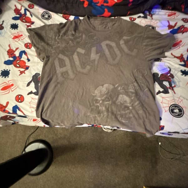 Liquid Blue AC/DC T-Shirt Size XL Gray Skull Devil Graphic Rock Band