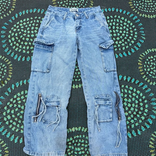 Disclosure Cargo Jeans Size 1/25 Light Blue Denim Y2K Wide Leg