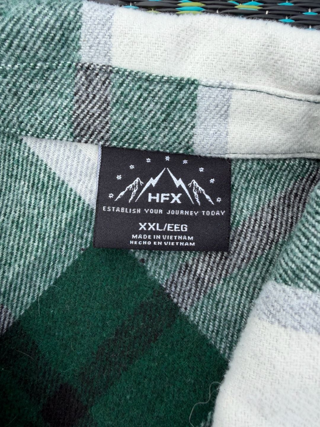 HFX Plaid Shirt Jacket Size XXL Green White Flannel Button Down 4