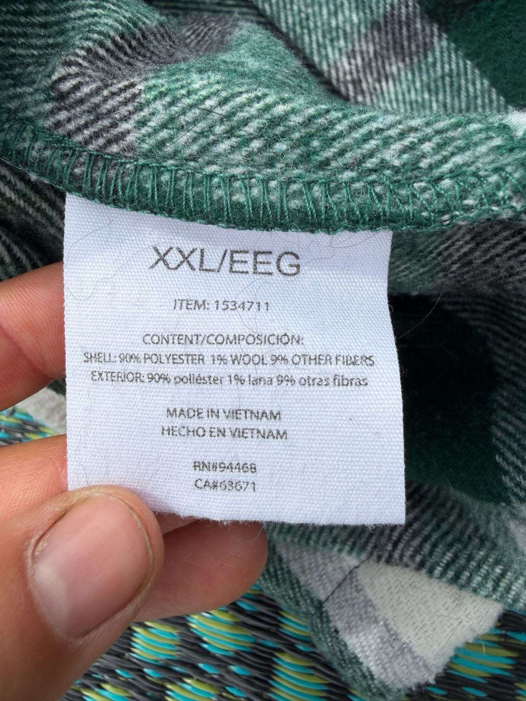 HFX Plaid Shirt Jacket Size XXL Green White Flannel Button Down 8