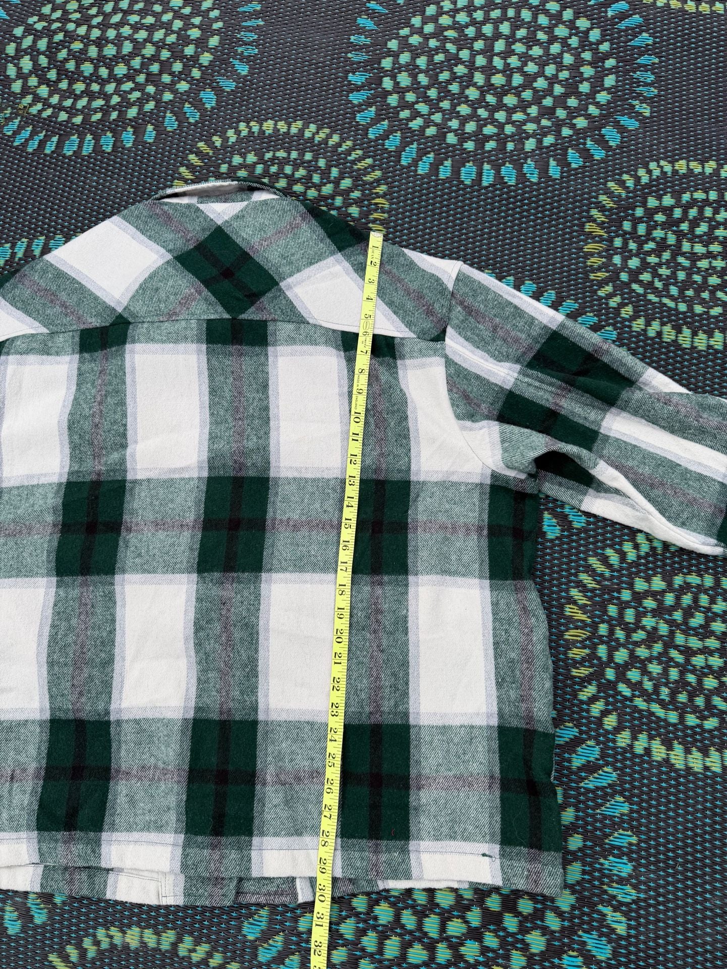 HFX Plaid Shirt Jacket Size XXL Green White Flannel Button Down 6