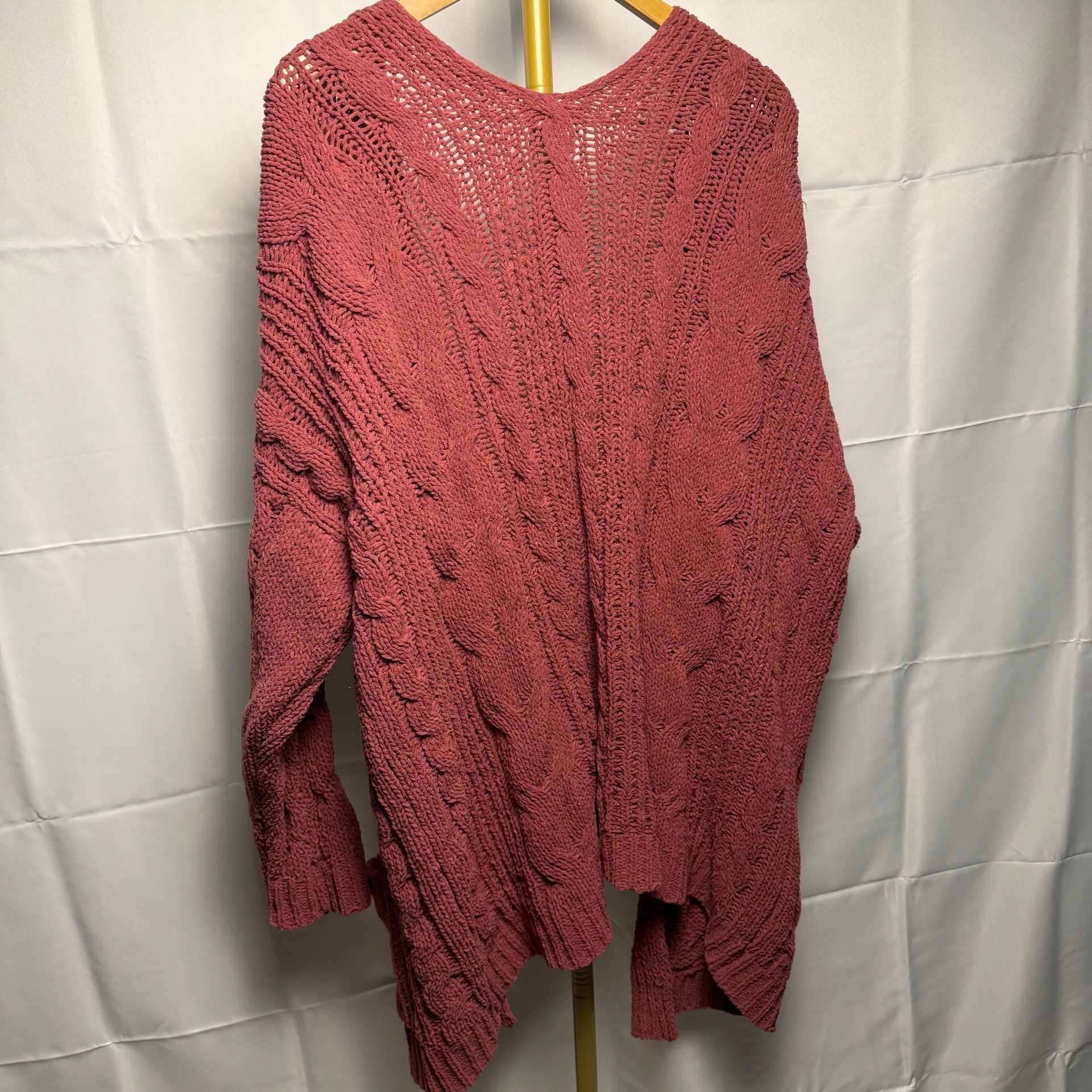 Love Tree Cable Knit Chenille Cardigan Size M Dusty Rose 3