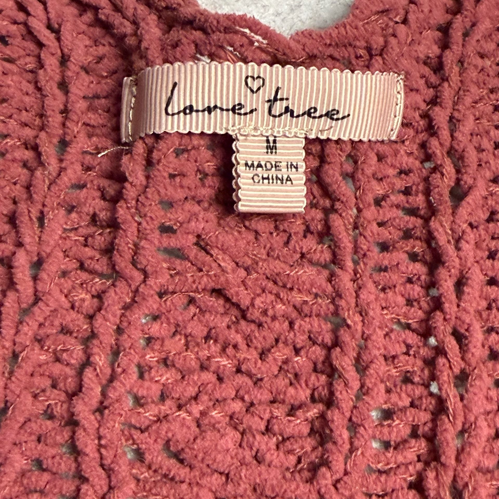 Love Tree Cable Knit Chenille Cardigan Size M Dusty Rose 4