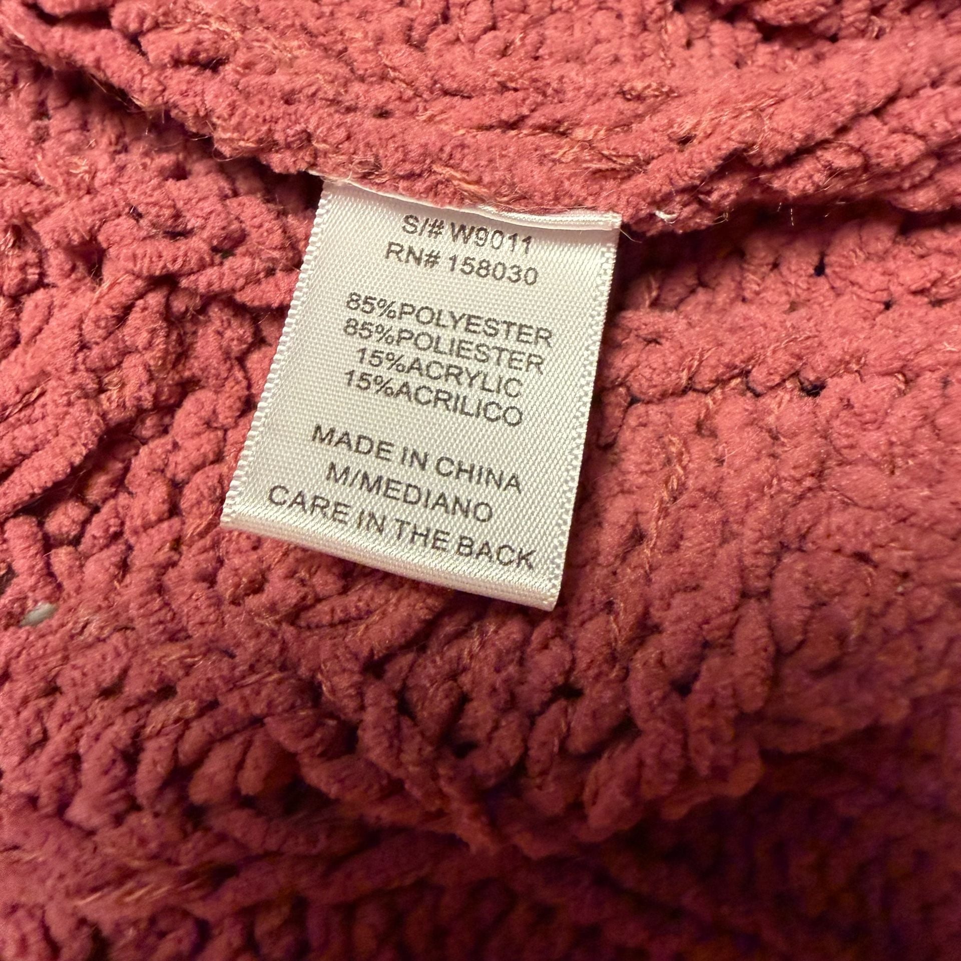 Love Tree Cable Knit Chenille Cardigan Size M Dusty Rose 7