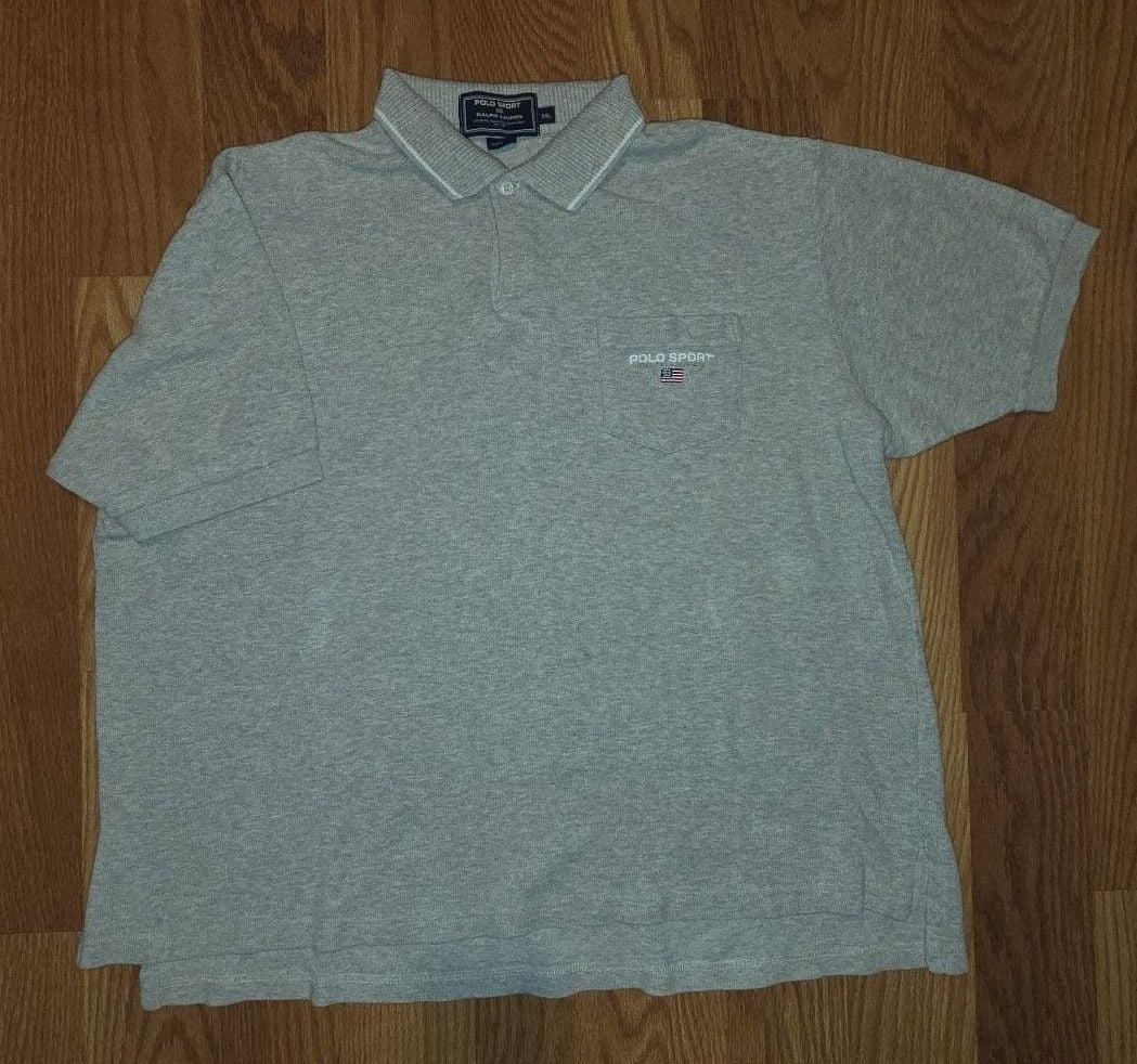 Polo Sport Ralph Lauren Polo Shirt Size XXL Gray Pocket Flag Logo 2