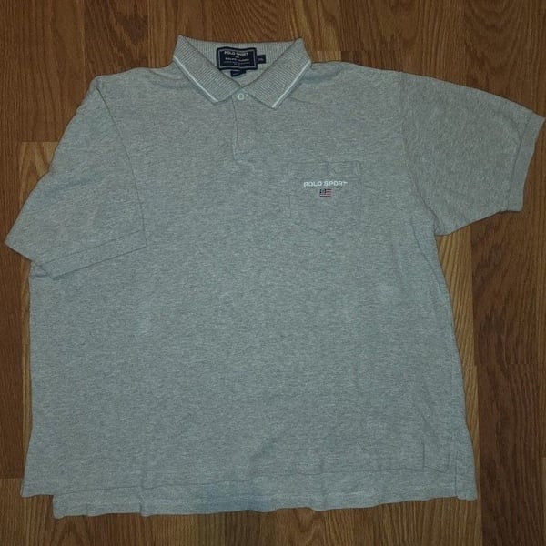 Polo Sport Ralph Lauren Polo Shirt Size XXL Gray Pocket Flag Logo