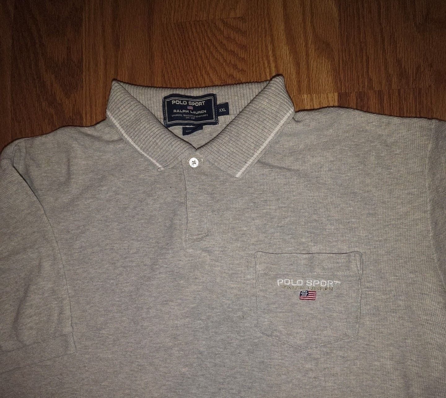Polo Sport Ralph Lauren Polo Shirt Size XXL Gray Pocket Flag Logo 4