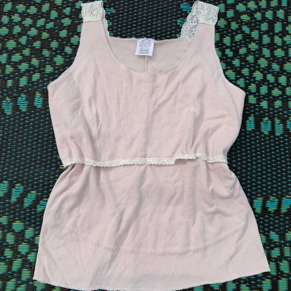 Softee Roo Tank Top Size Medium Pink Lace Trim Royal Arms Medical