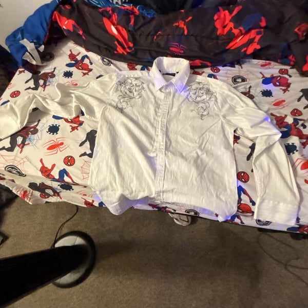 Level Ten Long Sleeve Button-Up Shirt Size XXL White Cyber Y2K Grunge