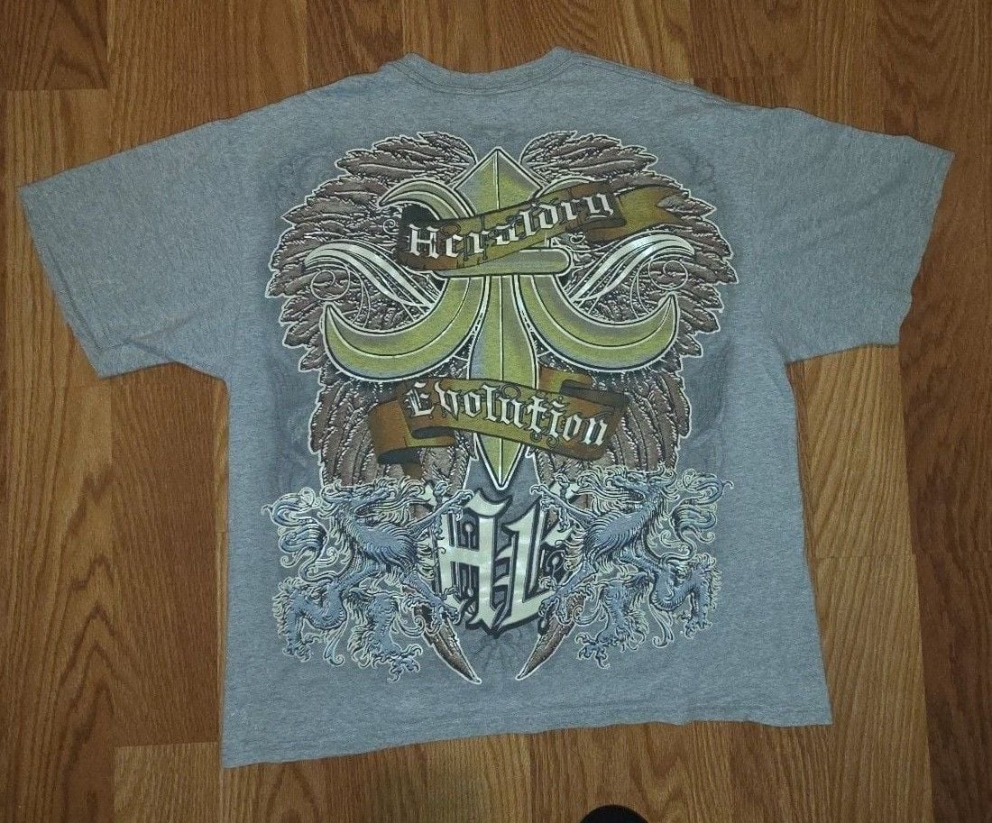 Heraldry Evolution Graphic T-Shirt Gray Y2K Grunge Streetwear 4