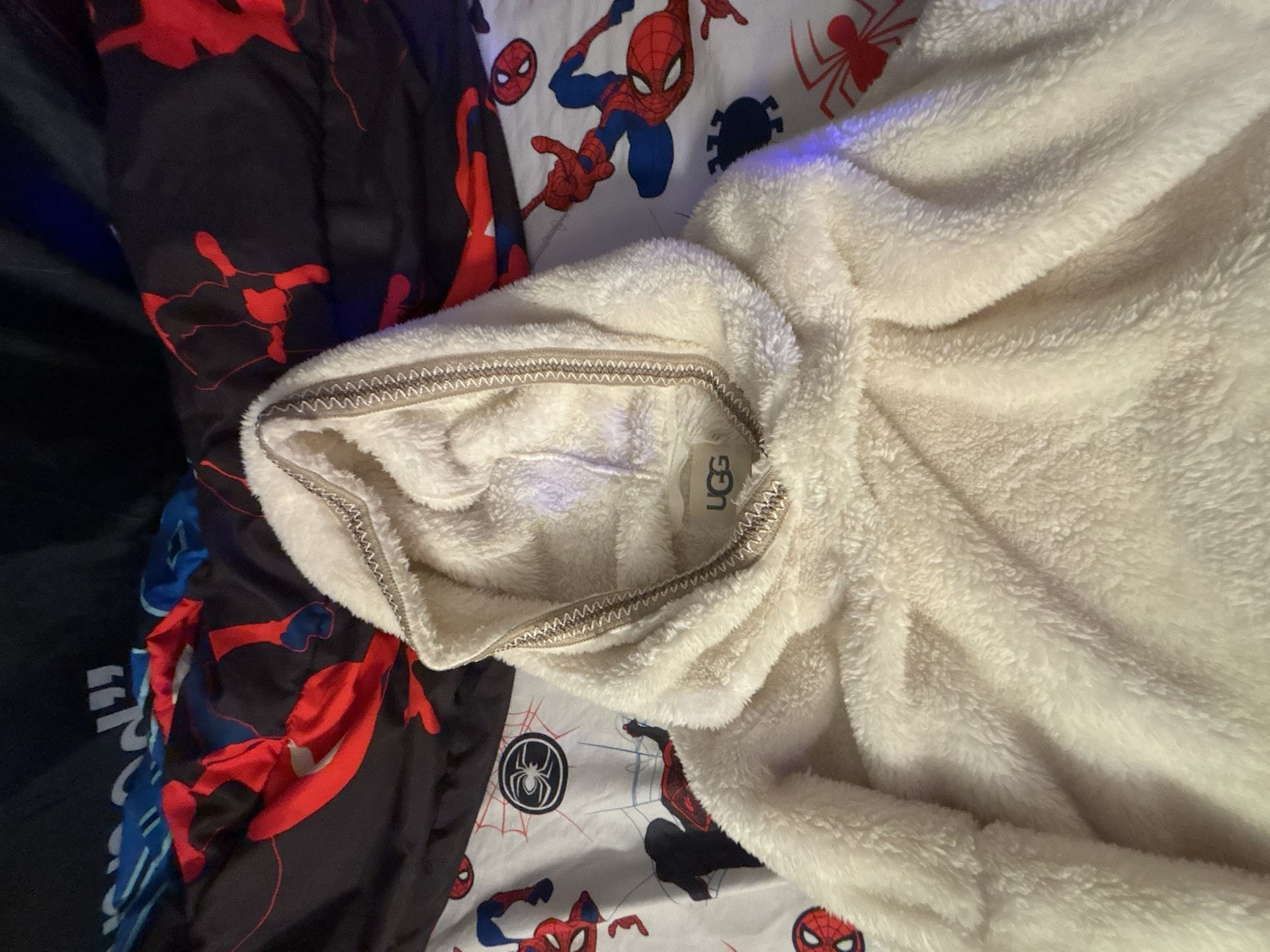 UGG Sherpa Hoodie White Fleece Pullover 3