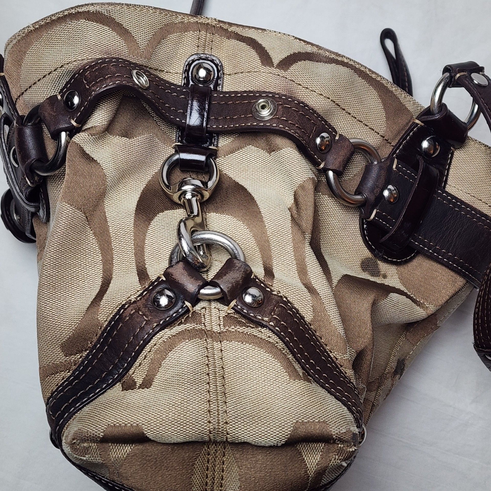 Coach Vintage Signature C Carly Jacquard Shoulder Bag Brown/Beige 10619 – AS IS / TLC 9