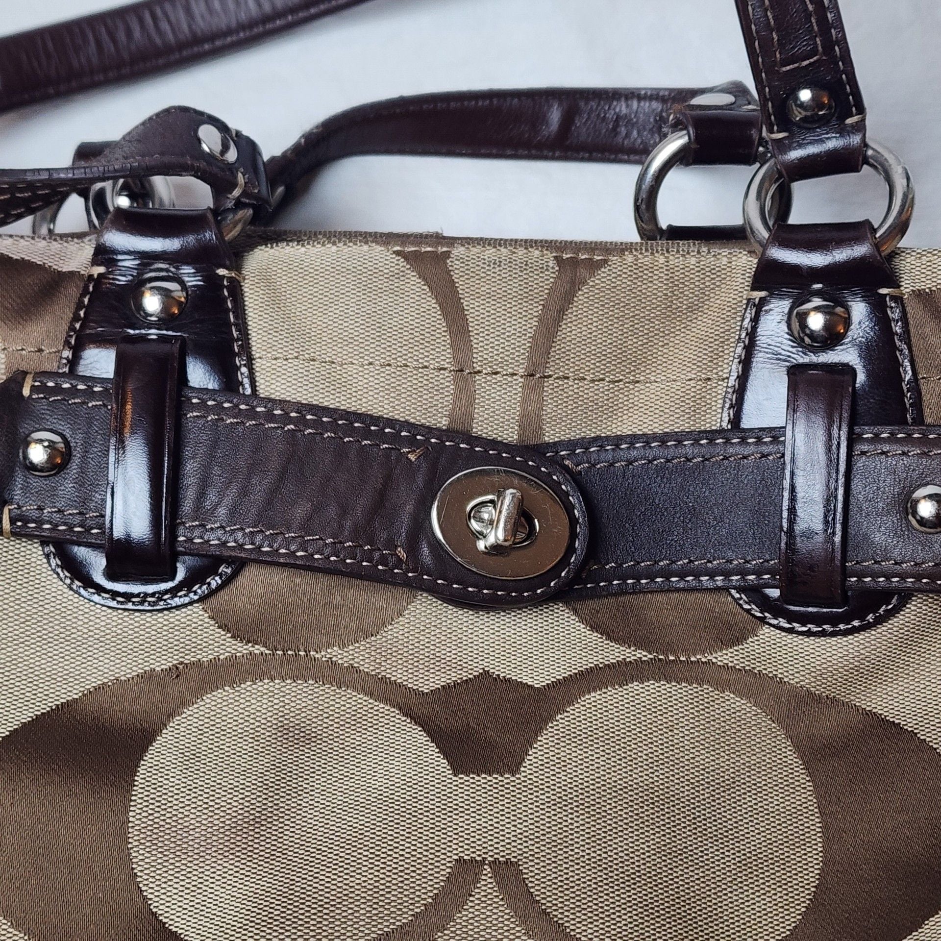 Coach Vintage Signature C Carly Jacquard Shoulder Bag Brown/Beige 10619 – AS IS / TLC 11