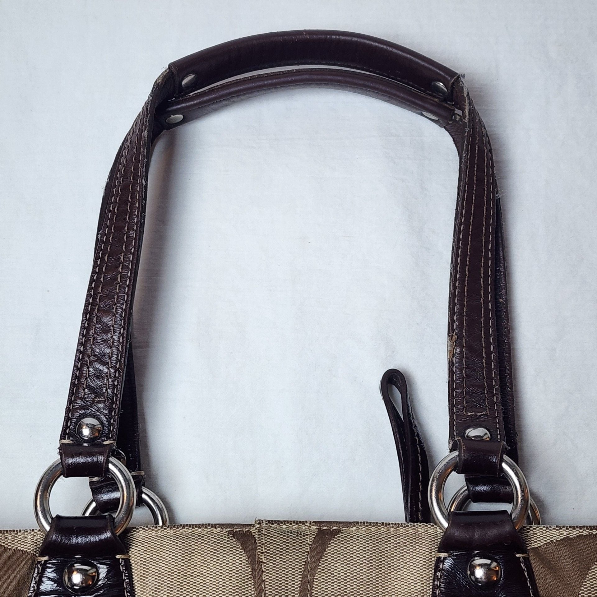 Coach Vintage Signature C Carly Jacquard Shoulder Bag Brown/Beige 10619 – AS IS / TLC 14