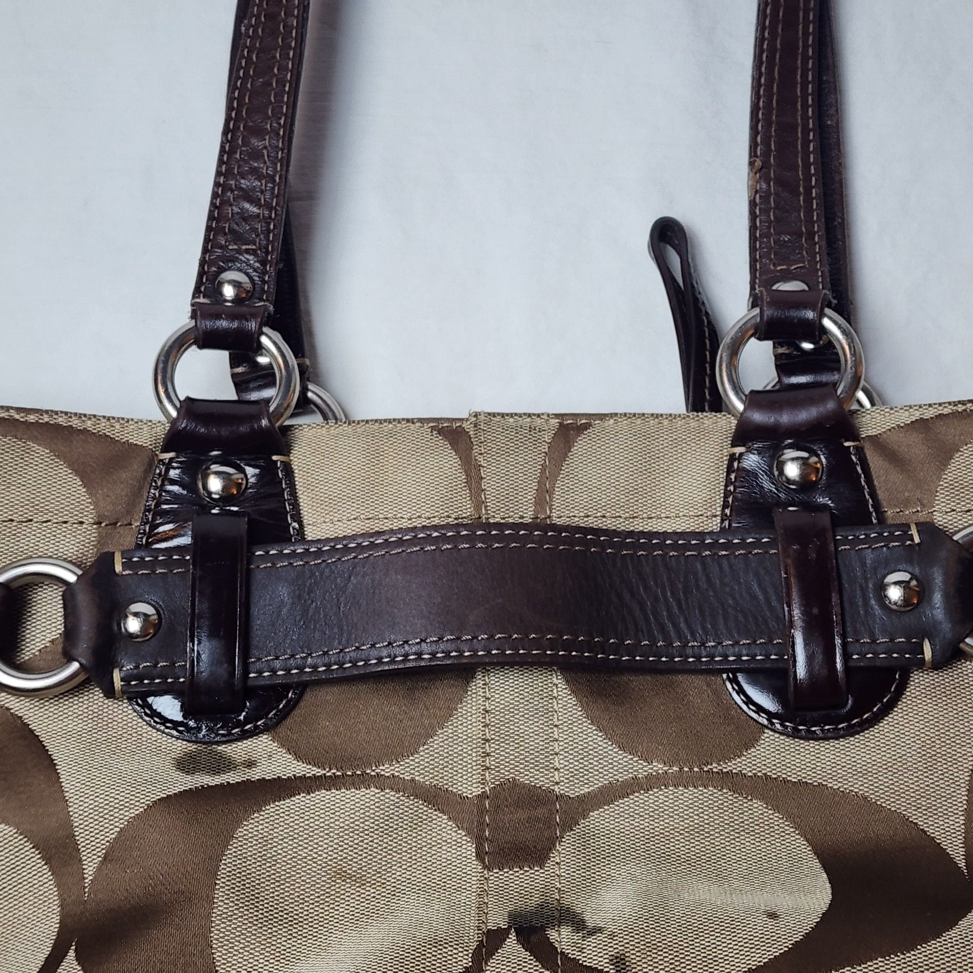 Coach Vintage Signature C Carly Jacquard Shoulder Bag Brown/Beige 10619 – AS IS / TLC 15