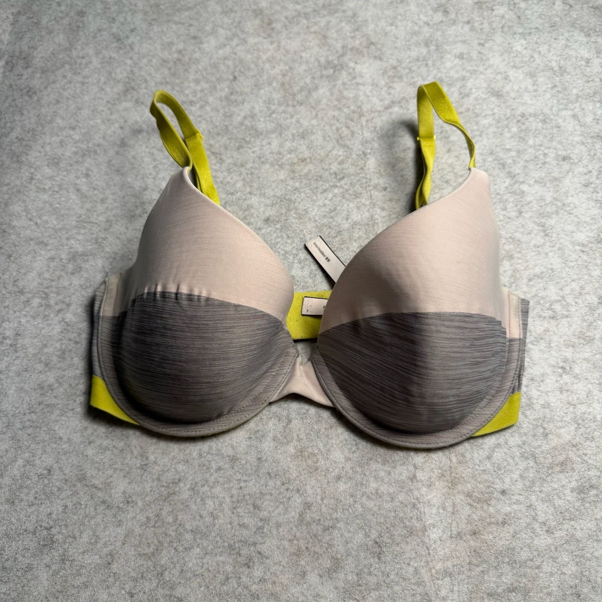 Victoria's Secret Uplift Semi Demi Bra Size 32DD Gray Yellow Underwire 2