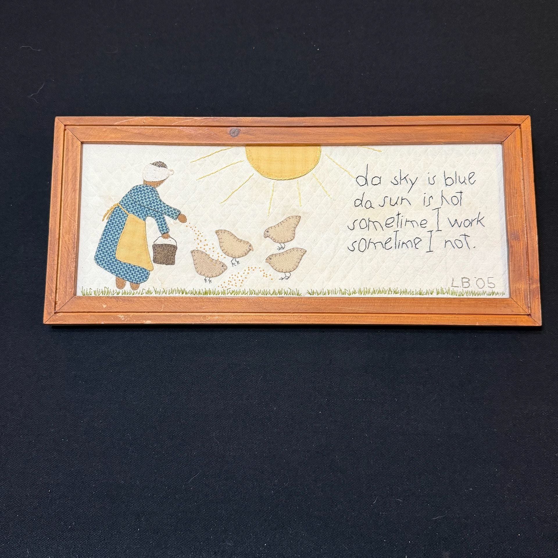 Handmade Quilted Embroidered Wall Art Framed Poem Folk Art 2005 One of a Kind 1