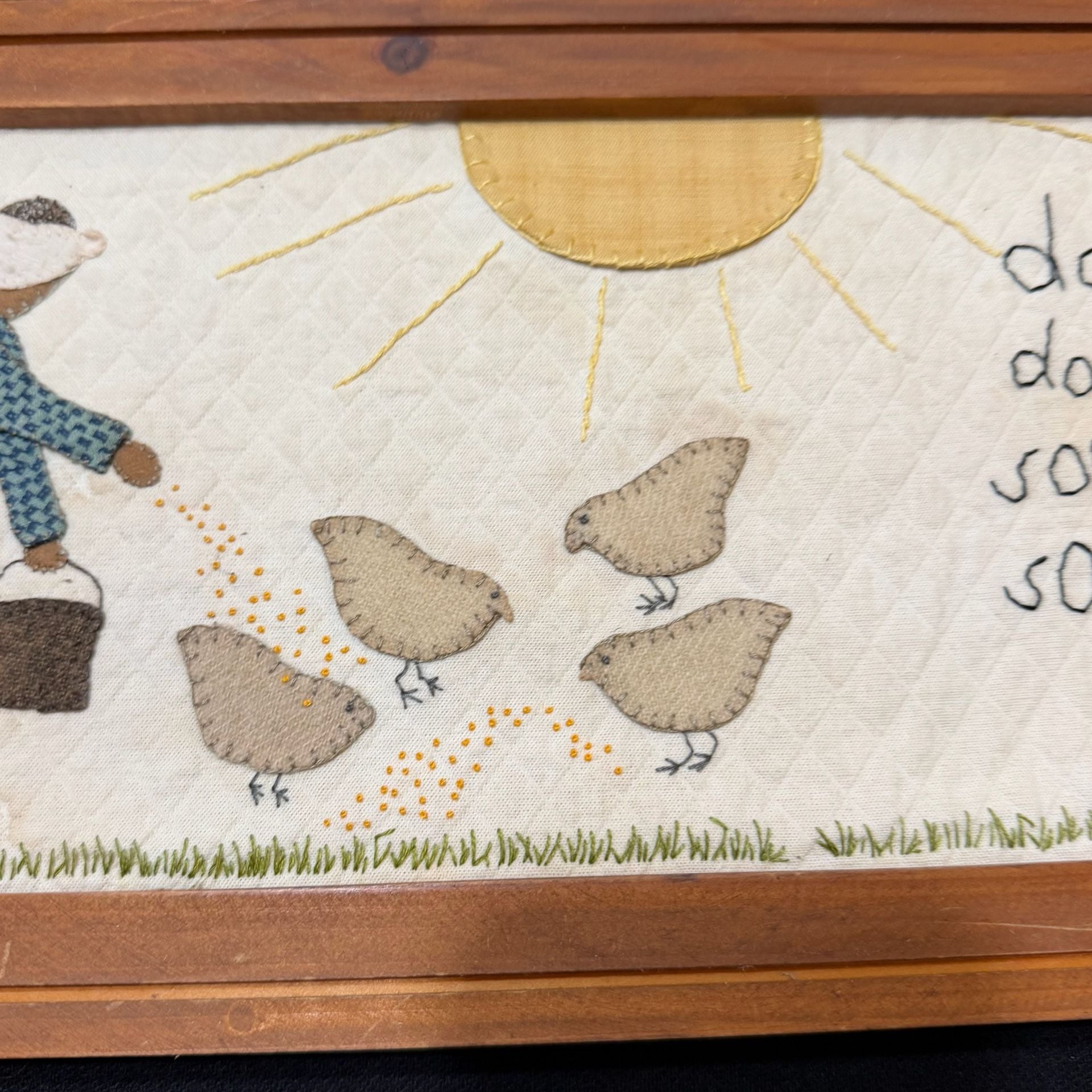 Handmade Quilted Embroidered Wall Art Framed Poem Folk Art 2005 One of a Kind 3