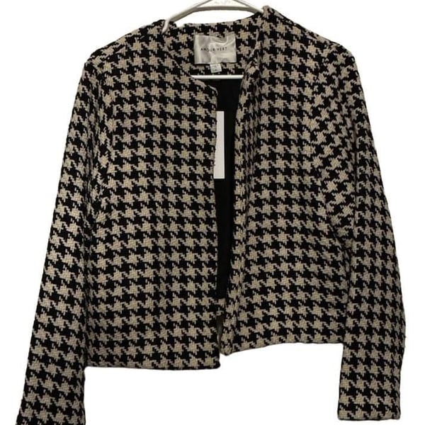 Amour Vert Claudia Upcycled Houndstooth Jacket Size L Black White