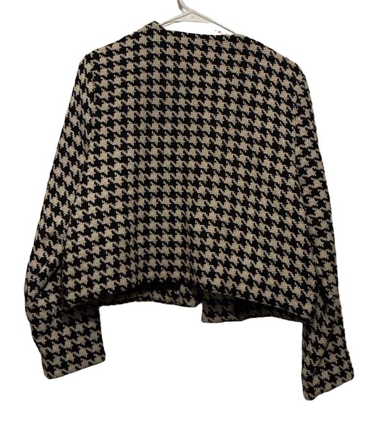 Amour Vert Claudia Upcycled Houndstooth Jacket Size L Black White 5