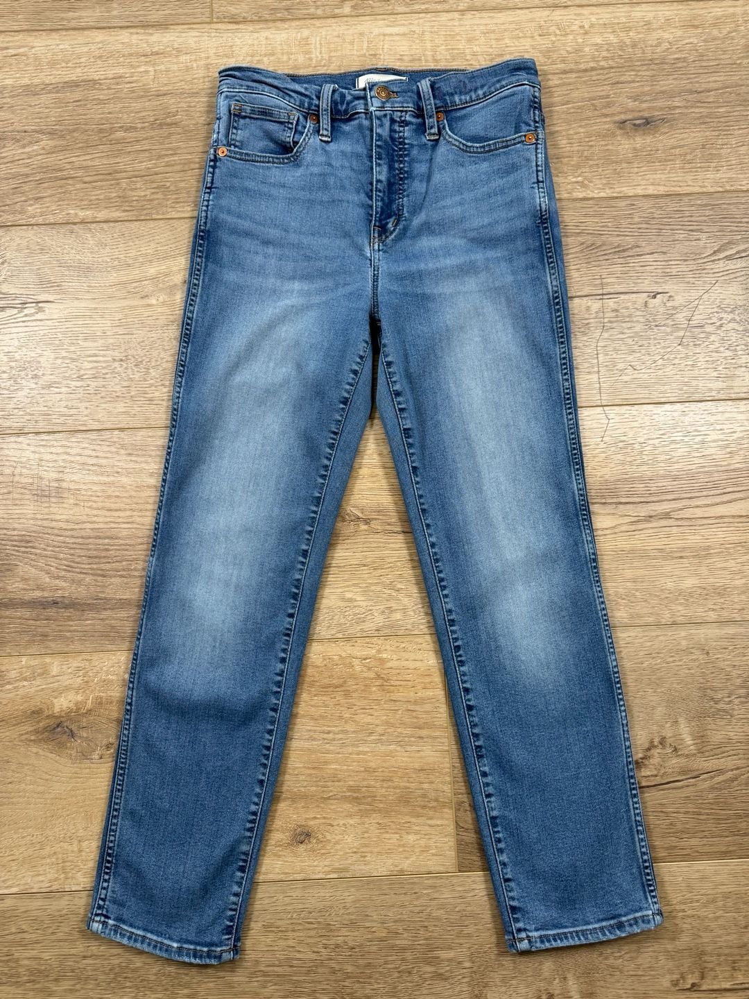 Madewell Stovepipe Jeans Womens 26 Blue Straight Leg Cropped Stretch Denim 3