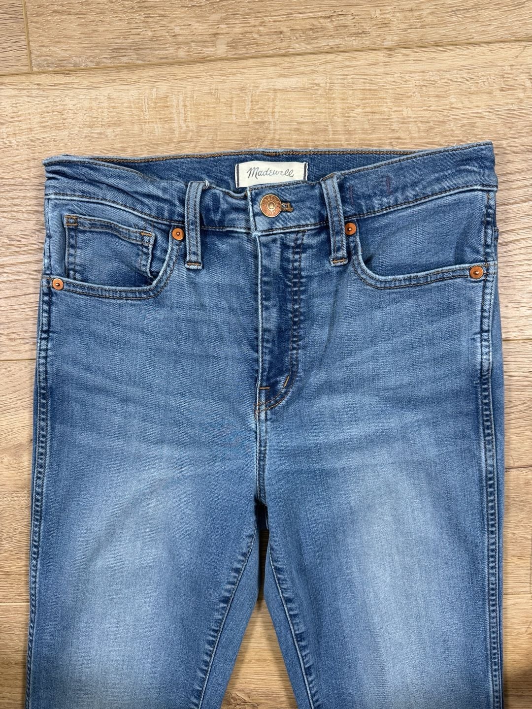 Madewell Stovepipe Jeans Womens 26 Blue Straight Leg Cropped Stretch Denim 4