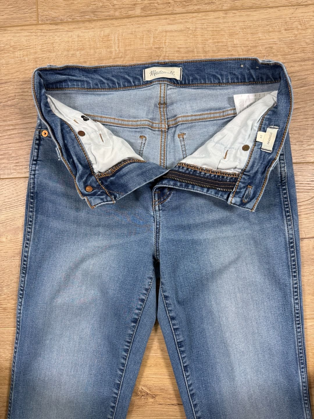 Madewell Stovepipe Jeans Womens 26 Blue Straight Leg Cropped Stretch Denim 5