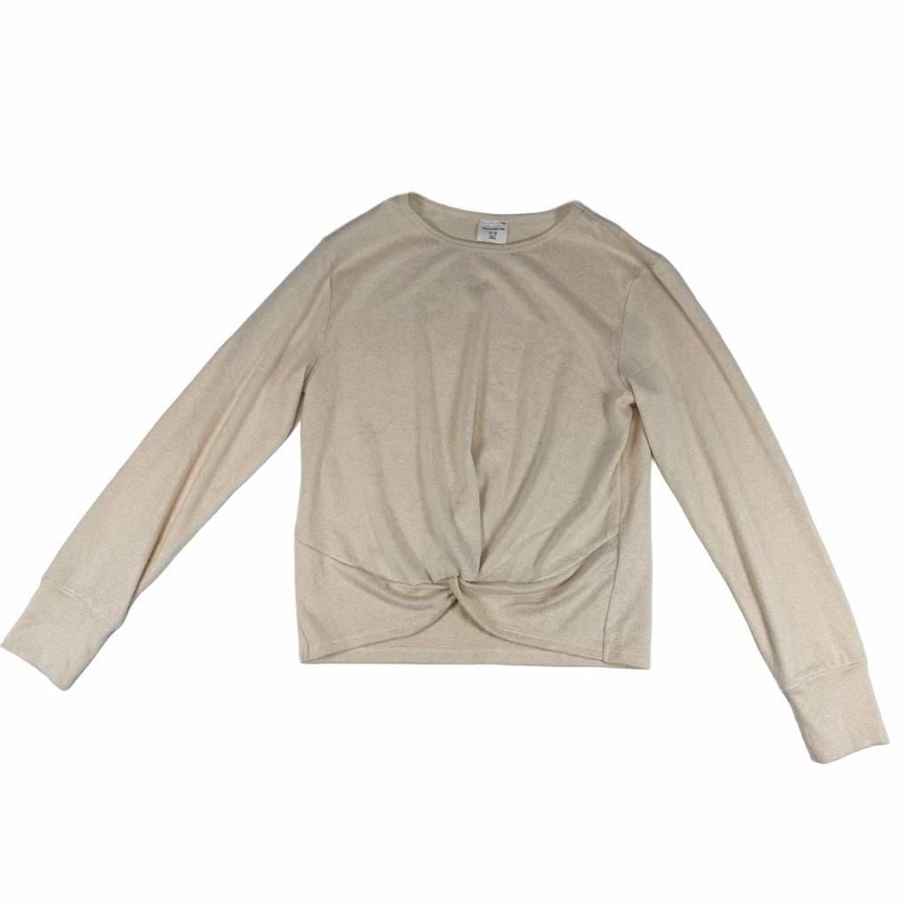 abercrombie kids Long Sleeve Twist-Front Top Size 11/12 Beige Knit 2