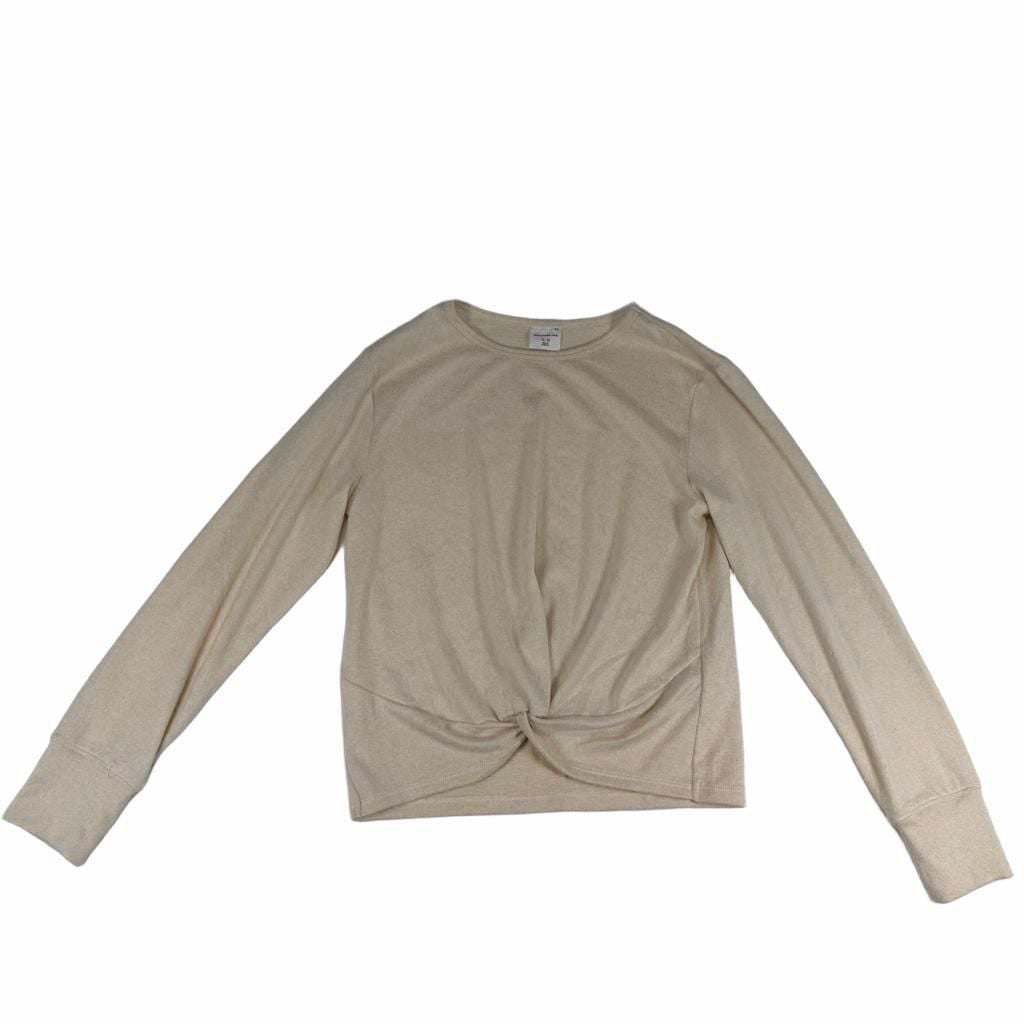 abercrombie kids Long Sleeve Twist-Front Top Size 11/12 Beige Knit 4