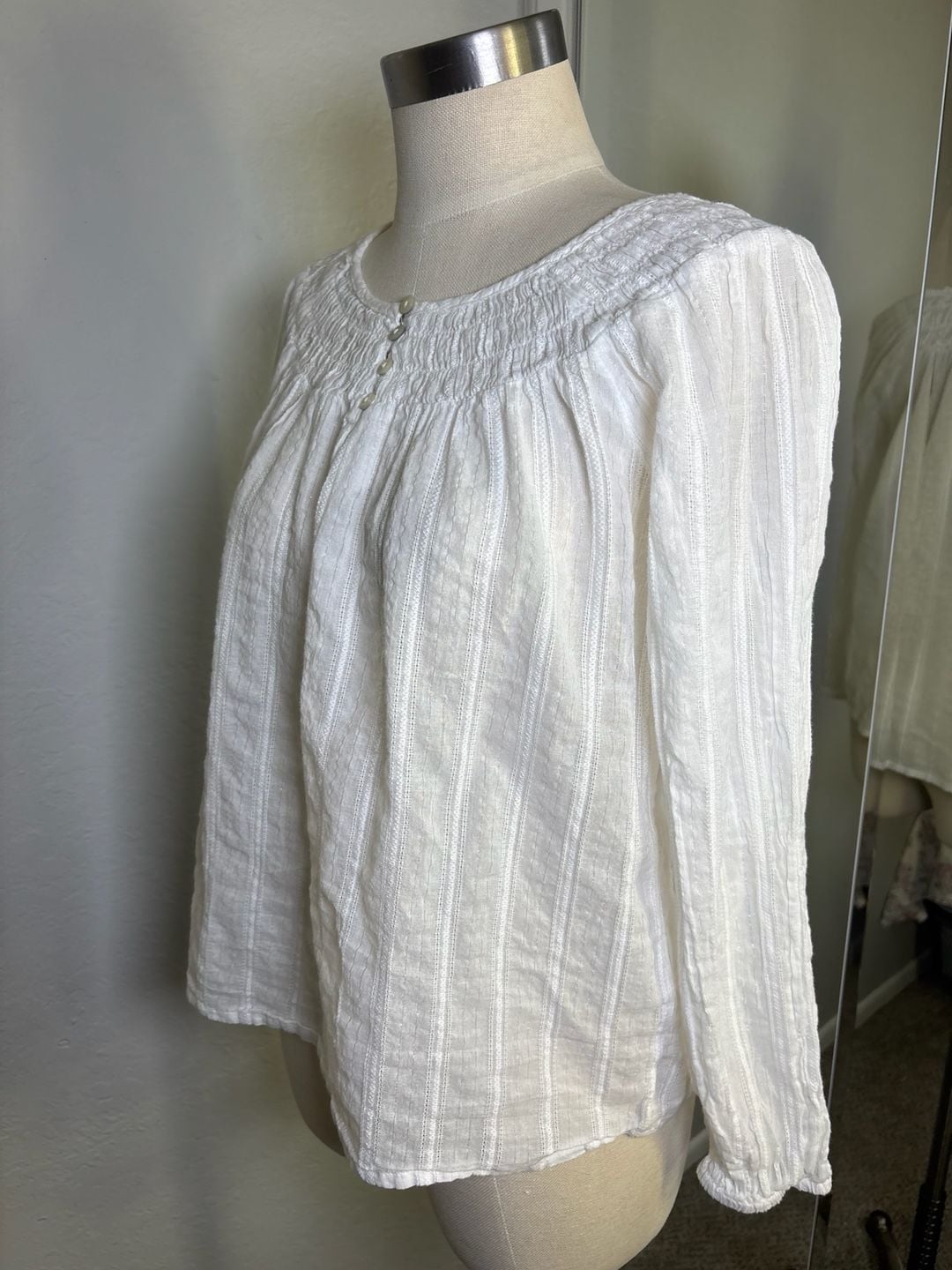 Lucky Brand Easy Smocked Yoke Top White 7