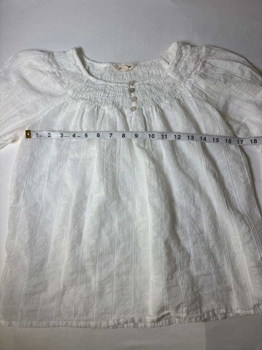 Lucky Brand Easy Smocked Yoke Top White 8