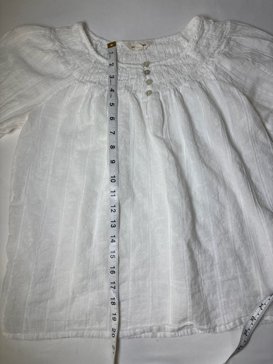 Lucky Brand Easy Smocked Yoke Top White 9