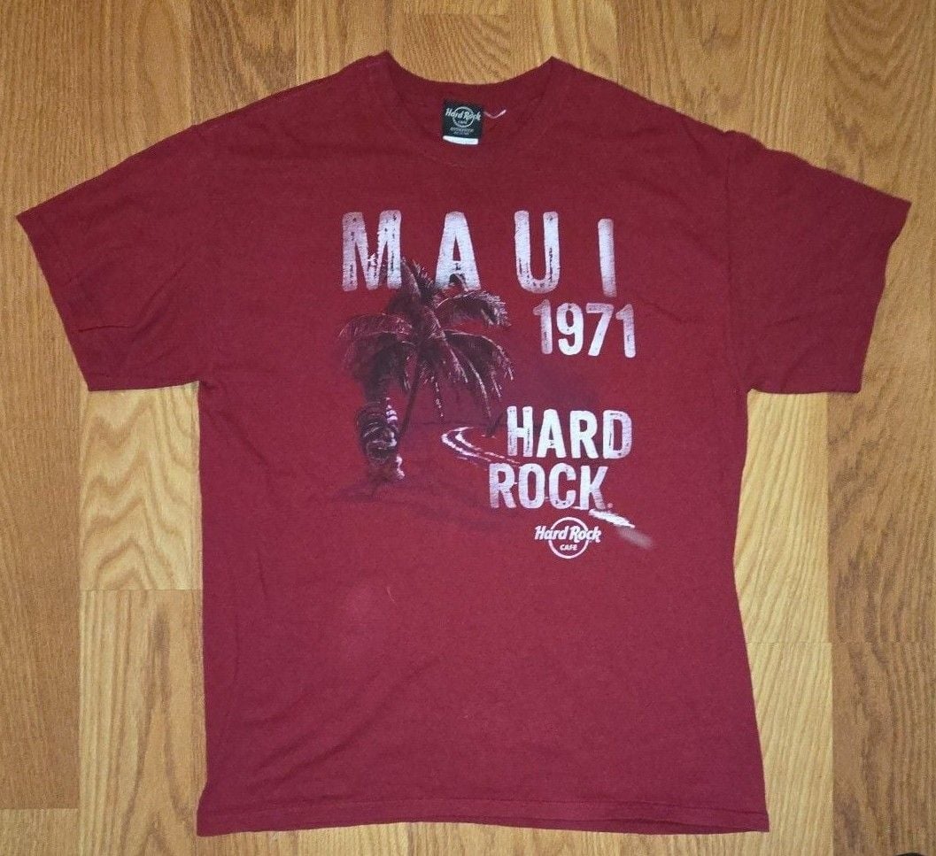 Hard Rock Cafe Maui 1971 Graphic T-Shirt Red Cotton 2